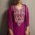 Red silk blend embroidered thread work ethnic kurta set with matching dupatta