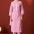 Pink pure cotton embroidered chikankari ethnic kurta set with matching dupatta