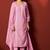 Pink pure cotton embroidered chikankari ethnic kurta set with matching dupatta