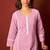 Pink pure cotton embroidered chikankari ethnic kurta set with matching dupatta