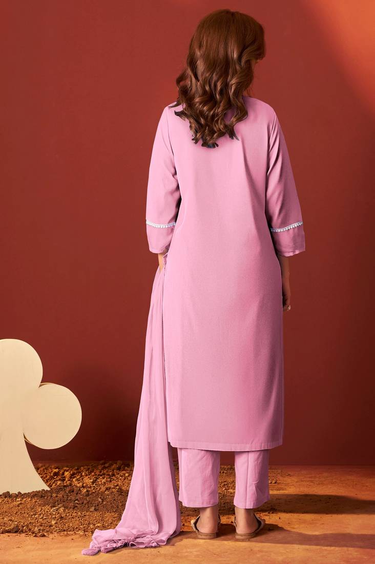 Pink pure cotton embroidered chikankari ethnic kurta set with matching dupatta