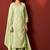 Green pure cotton embroidered chikankari ethnic kurta set with matching dupatta