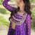 Violet Cotton Readymade Navratri Lehenga Choli with Bandhej & Patchework