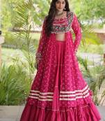 Rani Cotton Readymade Navratri Lehenga Choli with Bandhej & Patchework