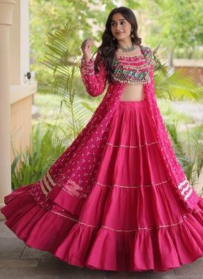 Rani Cotton Readymade Navratri Lehenga Choli with Bandhej & Patchework 4
