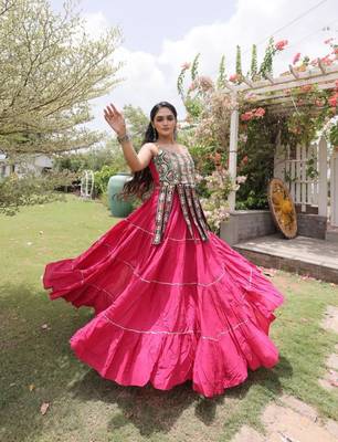 Pink Cotton Readymade Navratri Lehenga Choli with Kutchi & Patchework 3