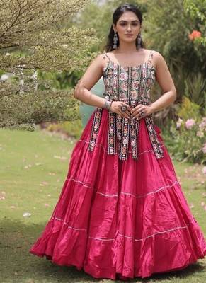 Pink Cotton Readymade Navratri Lehenga Choli with Kutchi & Patchework 4