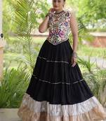 Black Rayon Readymade Navratri Lehenga Choli with Kutchi Work