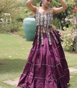 Purple Cotton Readymade Navratri Lehenga Choli with Kutchi & Patchework