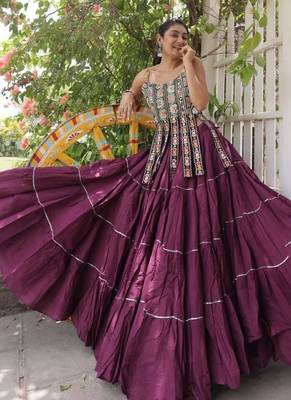 Purple Cotton Readymade Navratri Lehenga Choli with Kutchi & Patchework 3