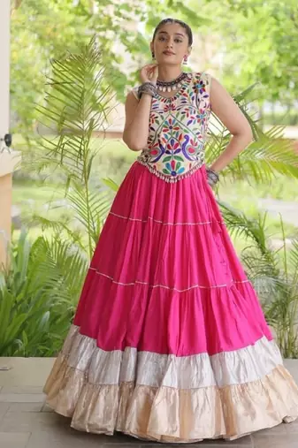 Rani Rayon Readymade Navratri Lehenga Choli with Kutchi Work