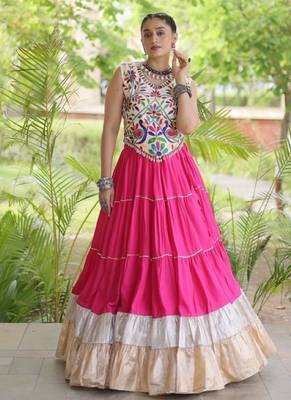 Rani Rayon Readymade Navratri Lehenga Choli with Kutchi Work 2