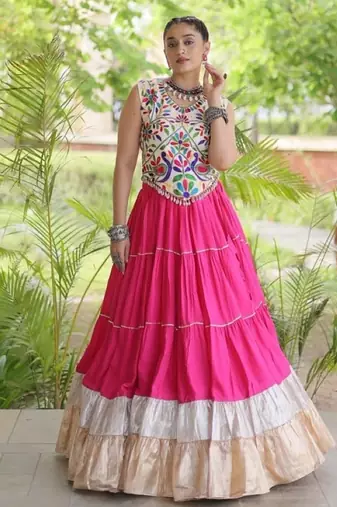 Rani Rayon Readymade Navratri Lehenga Choli with Kutchi Work
