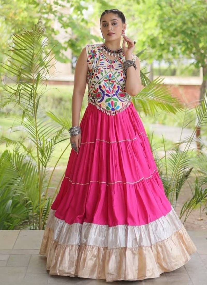 Rani Rayon Readymade Navratri Lehenga Choli with Kutchi Work