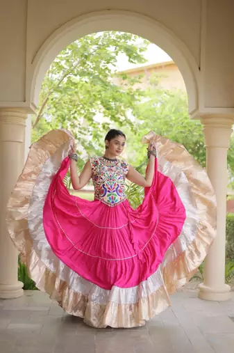 Rani Rayon Readymade Navratri Lehenga Choli with Kutchi Work