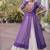 Violet&White Cotton Readymade Navratri Lehenga Choli with Bandhej & Patchework