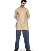 Men's solid pure linen short kurta