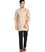 Men's solid pure linen short kurta