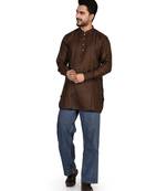 Men's pure linen pintuck short kurta