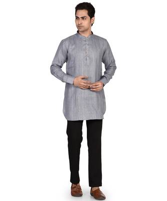 Men's pure linen pintuck short kurta 1