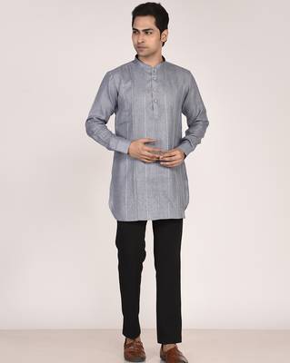 Men's pure linen pintuck short kurta 2