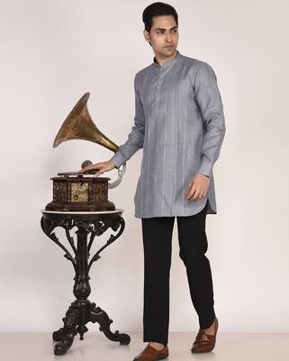 Men's pure linen pintuck short kurta 5