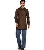 Men's pure linen pintuck short kurta