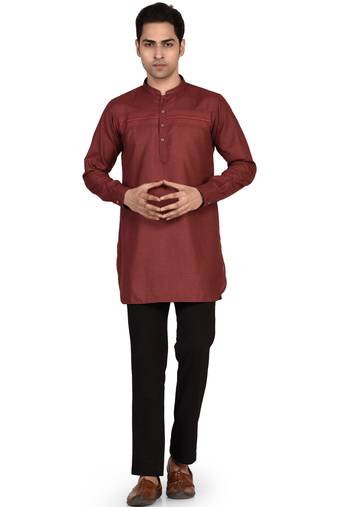 Men's pure linen pintuck short kurta