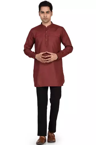 Men's pure linen pintuck short kurta