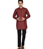 Men's pure linen pintuck short kurta