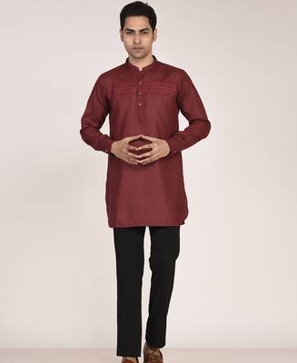 Men's pure linen pintuck short kurta 2
