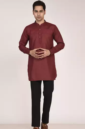 Men's pure linen pintuck short kurta