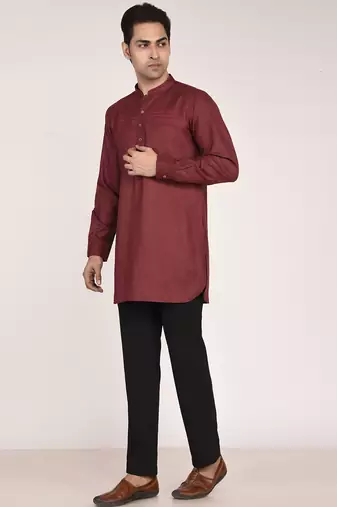 Men's pure linen pintuck short kurta