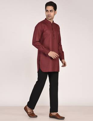 Men's pure linen pintuck short kurta 4