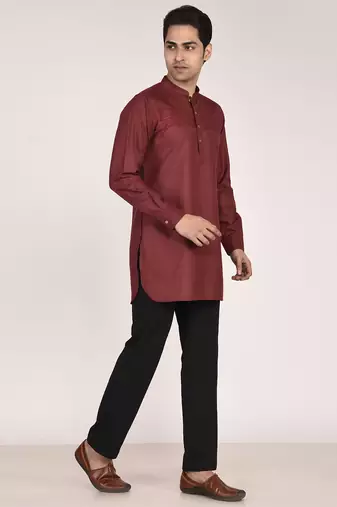Men's pure linen pintuck short kurta
