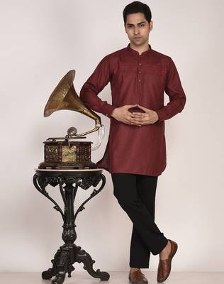 Men's pure linen pintuck short kurta 5