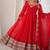 Red georgette anarkali suit set with heavy zari embroidery & mirror work border
