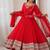 Red georgette anarkali suit set with heavy zari embroidery & mirror work border