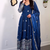 Women's blue embroidered anarkali kurta pant set with dupatta