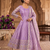 Women's lavendar embroidered anarkali kurta pant set with dupatta
