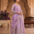 Women's lavendar embroidered anarkali kurta pant set with dupatta