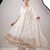 Women's white embroidered anarkali kurta pant set with dupatta