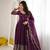 Wine purple embroidered anarkali suit set for women