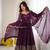 Wine purple embroidered anarkali suit set for women