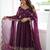 Wine purple embroidered anarkali suit set for women