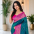 teal colour zari woven buttas contrast pallu silk blend saree