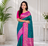 teal colour zari woven buttas contrast pallu silk blend saree