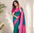 teal colour zari woven buttas contrast pallu silk blend saree