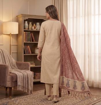 Maroon muga cotton jamdani pichwai weaving 3 pc salwar suit 4