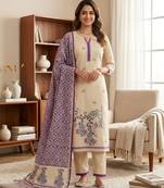 Purple muga cotton jamdani pichwai weaving 3 pc salwar suit